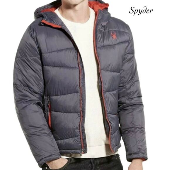 Spyder Nexus Puffer Jacket Gray Red NWT Size M Jackets & Coats